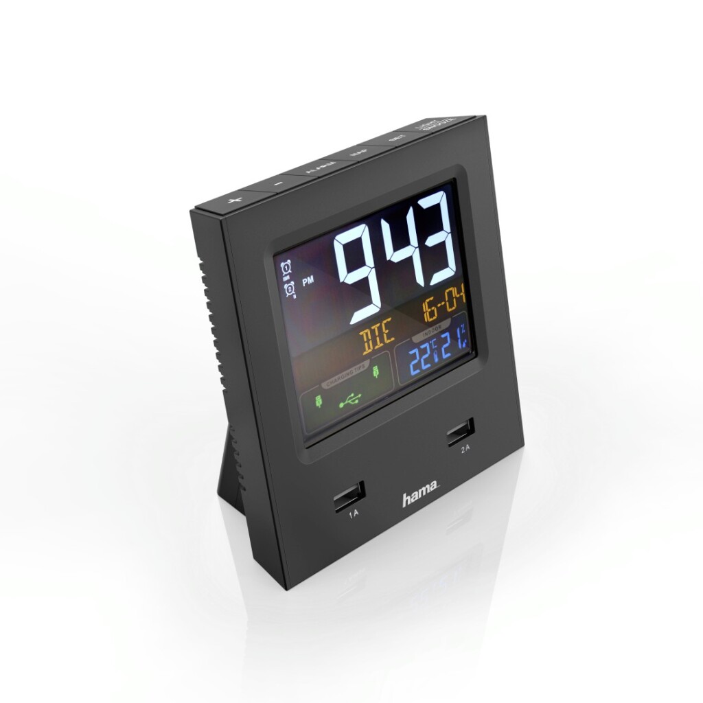 Hama Radiogestuurde Wekker Dual-USB Met Led-kleurendisplay En USB-oplaadfunctie - Image 2