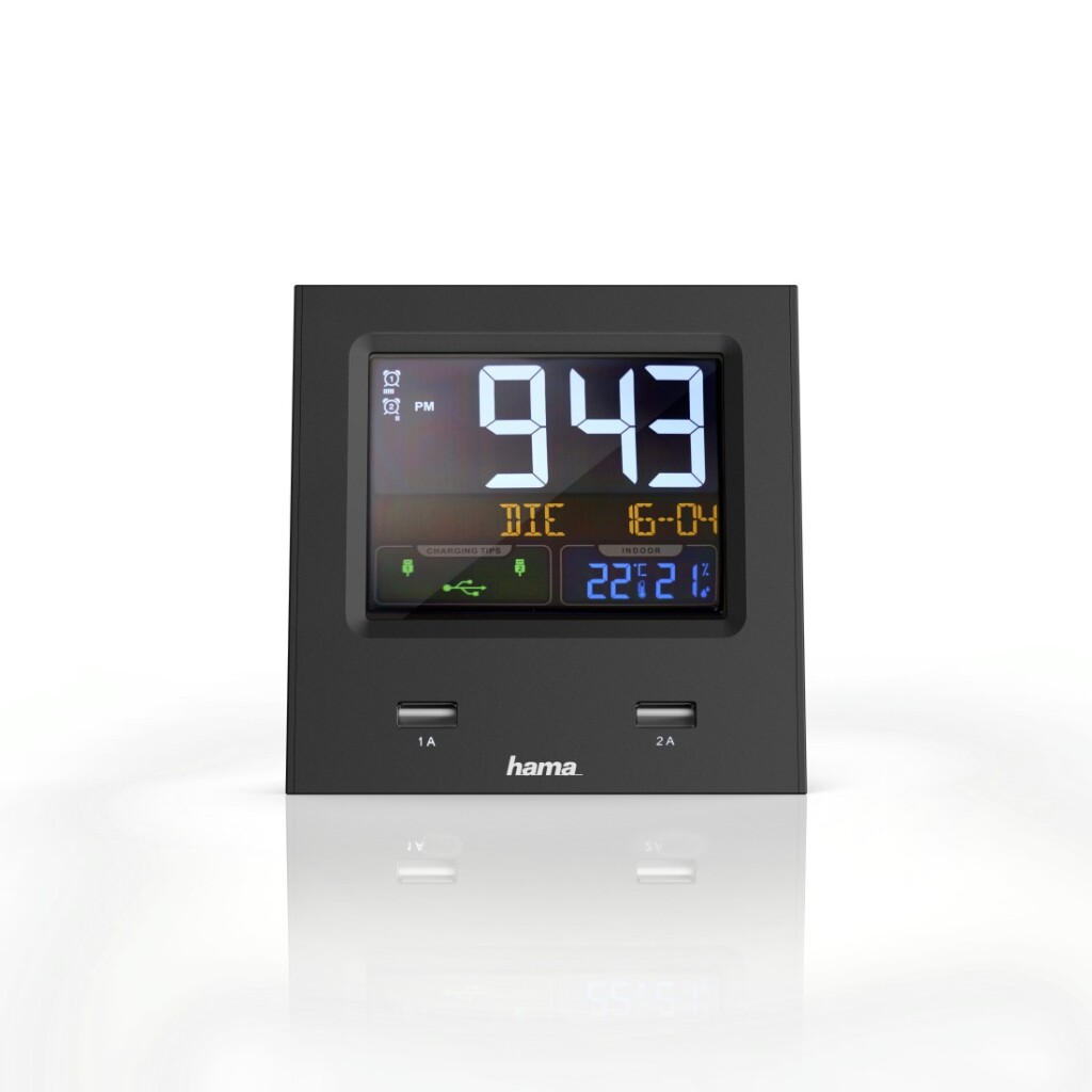 Hama Radiogestuurde Wekker Dual-USB Met Led-kleurendisplay En USB-oplaadfunctie - Image 3