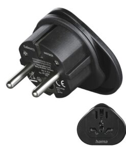 Hama Reisadapter Type E En F 3-polig Universeel Wereld Naar Europa Zwart