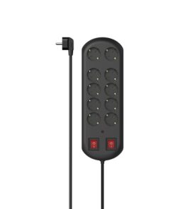 Hama Stekkerdoos 10-voudig Overspanningsbev. Twee Schakelaars 2 M Zwart