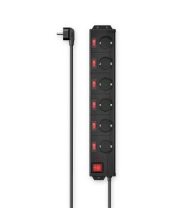 Hama Stekkerdoos 6-voudig Overspanningsbev. 90° Ind. Schakelbaar