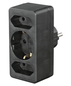 Hama Stopcontactadapter 3-voudig 1x Geaard Stopcontact 2x Euro Zwart