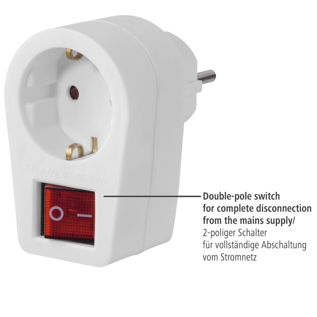 Hama Stopcontactadapter Geaard Stopcontact 2-polige Schakelaar Wit - Image 2
