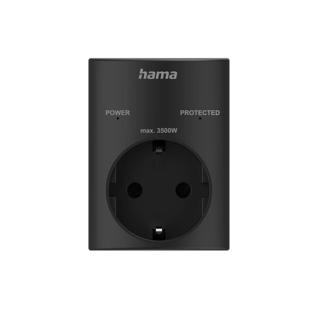 Hama Stopcontactadapter Geaard Stopcontact met Overspanningsbeveiliging Netspanning Zwart - Image 2