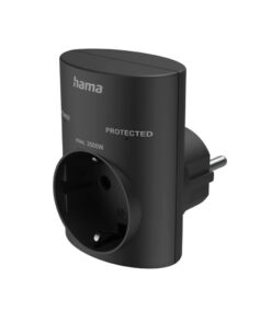Hama Stopcontactadapter Geaard Stopcontact met Overspanningsbeveiliging Netspanning Zwart