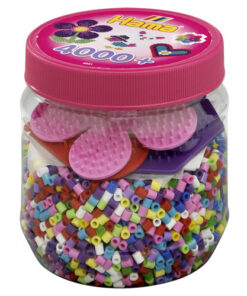 Hama Strijkkralen Ton 4000 Stuks + 3 Platen Roze