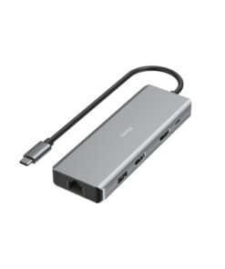Hama USB C HUB 9-Poorts 2x HDMI USB A USB C LAN Antraciet