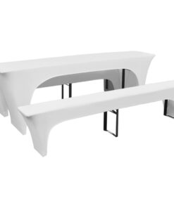 Hoezen voor biertafel en banken stretch wit 3 stuks 220 x 70 x 80 cm