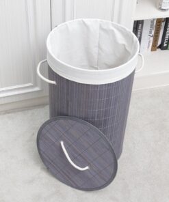 Alternative view of Homestyle Pro Ronde Opvouwbare Bamboe Wasmand 35x50 cm Grijs/Wit
