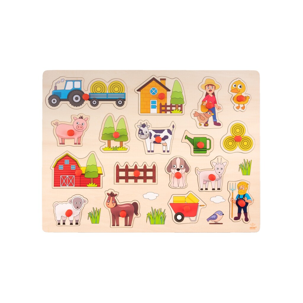 Houten Knopjes Puzzel Boerderij 17 Stukjes - Image 2