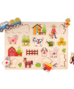 Houten Knopjes Puzzel Boerderij 17 Stukjes