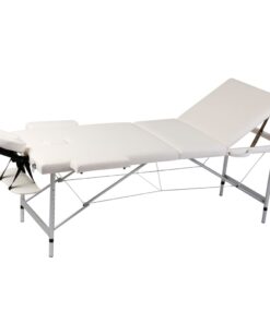 Inklapbare massagetafel 3 zones met aluminium frame (creme)