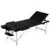 Inklapbare massagetafel 3 zones met aluminium frame (zwart)