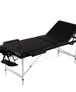 Inklapbare massagetafel 3 zones met aluminium frame (zwart)