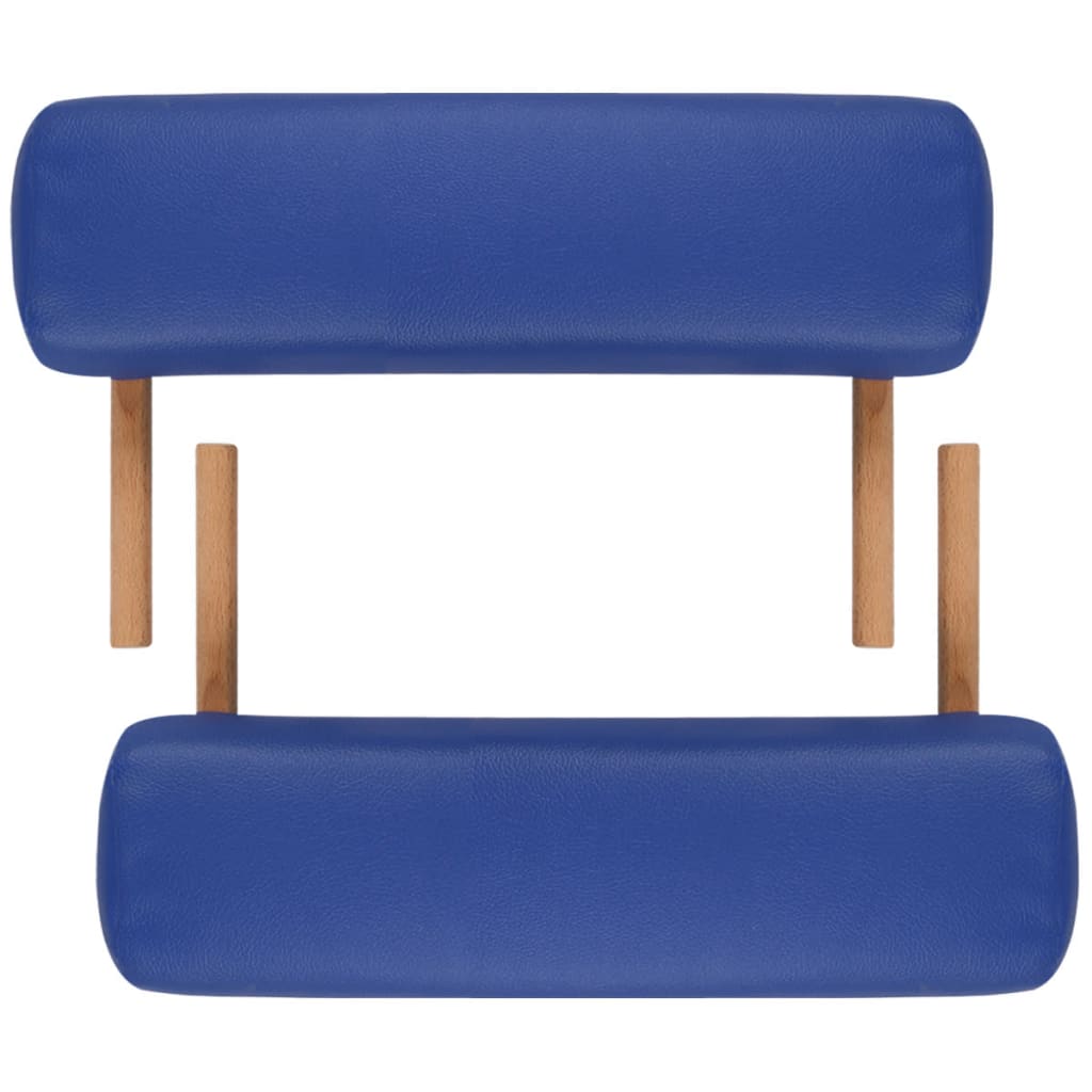 Inklapbare massagetafel 3 zones met houten frame (blauw) - Image 6