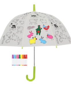 Inkleurparaplu Boerderijdieren + 9 Stiften