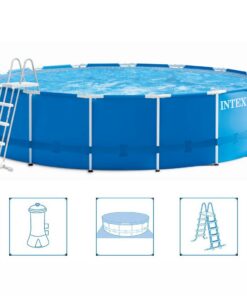Intex 28242GN Metal Frame Zwembad 457x122 cm + Filterpomp en Trap + Accessoires Blauw