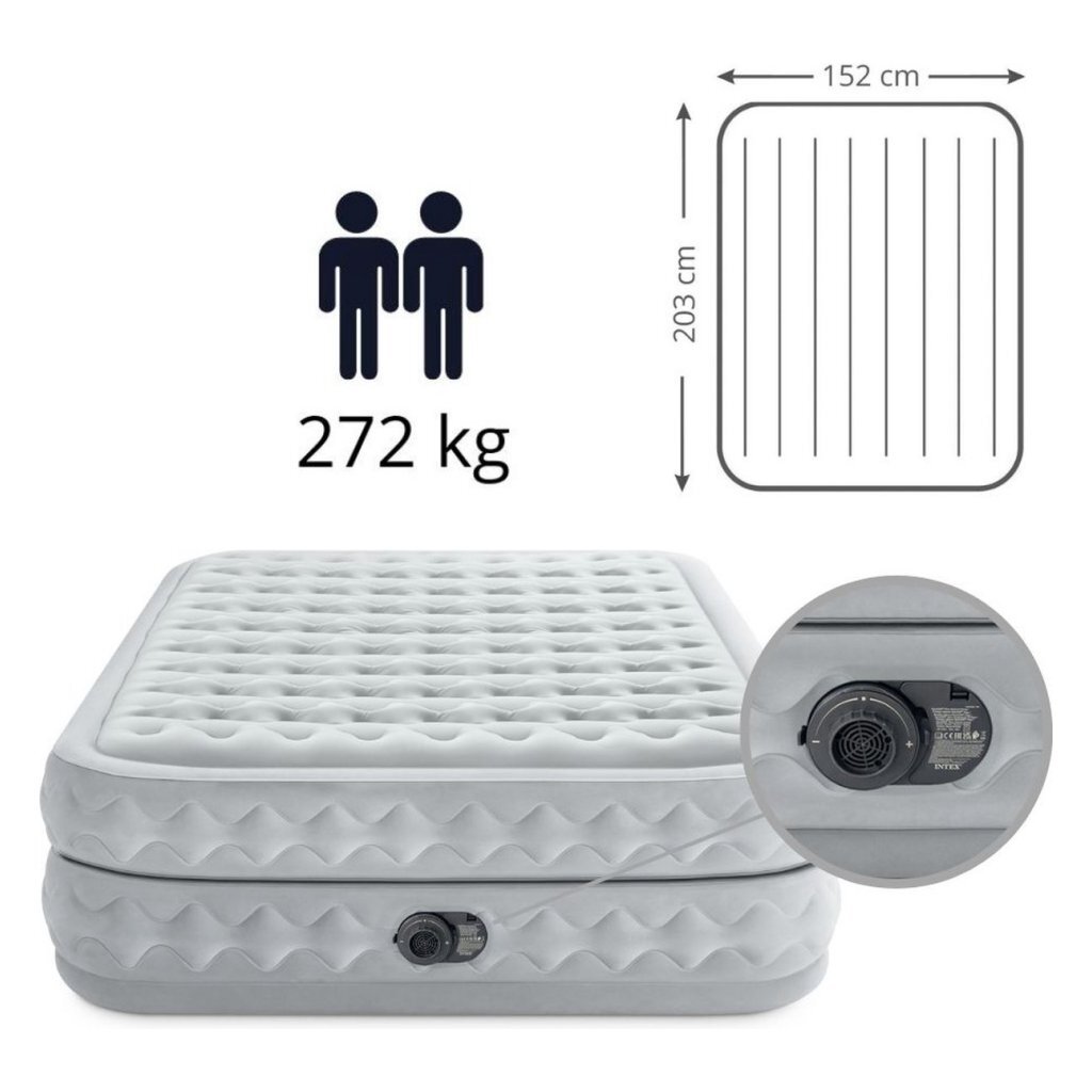 Intex 66490ND Supreme Air-Flow 2-Persoons Luchtbed 203x152x51 cm Grijs - Image 2