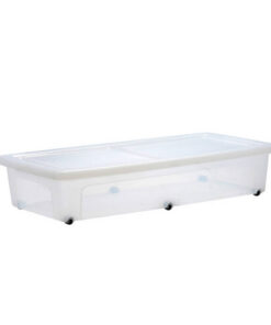 Iris Opbergbak met Wieltjes 38L 40x80x15 cm Transparant/Wit