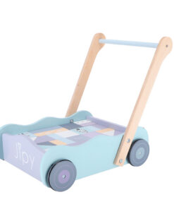 Jipy Houten Blokkenkar met Blokken Paars/Blauw