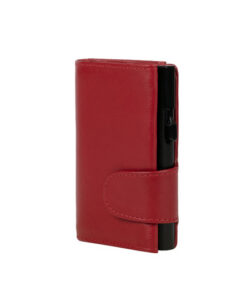 Juscha JU-961203 Pasjeshouder Clicksafe RFID Nappaleer RO/ZW 8 Pasjes Met Opbergvak Voor Muntgeld