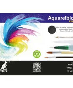 Kangaro K-5311 Aquarelblok 24x17 cm 300 Gram 16 Vel Zwart