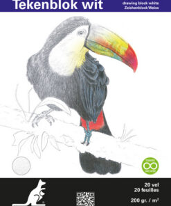 Kangaro K-5330 Tekenblok A4 200 Gr 20 Vel Wit Fijne Korrel Kopgelijmd