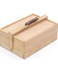 Kangaro K-830051 Gereedschapskist 3 Lagen 4 Laden + Leren Handvat 23.5x13x34 cm Beukenhout/Naturel