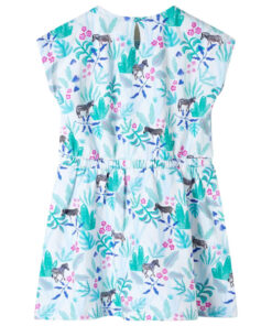 Kinderjurk 104 ecru en donkermintkleurig