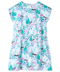 Kinderjurk 104 ecru en donkermintkleurig