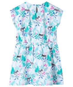 Kinderjurk 116 ecru en donkermintkleurig