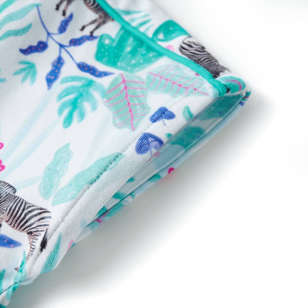 Kinderjurk 116 ecru en donkermintkleurig - Image 4