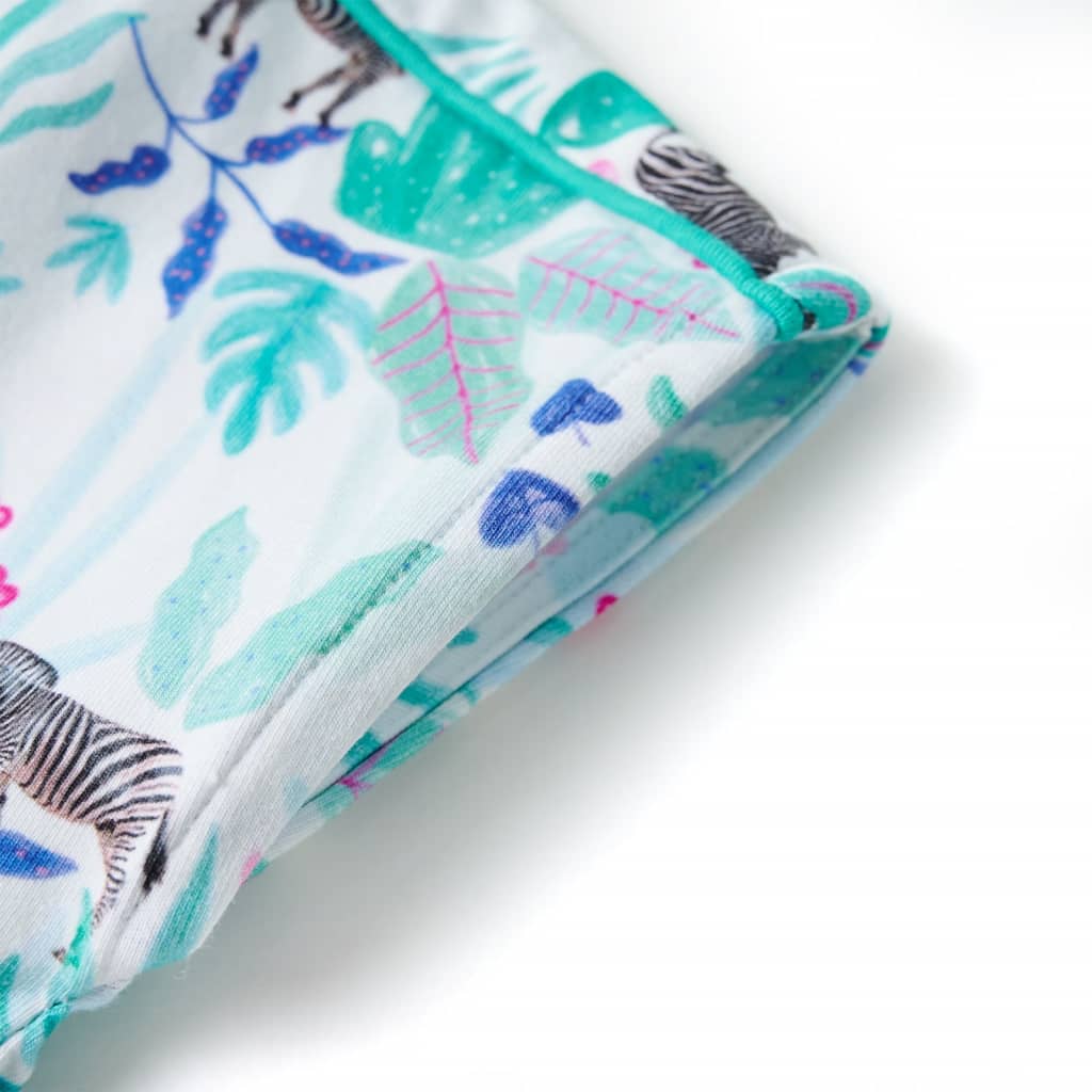 Kinderjurk 128 ecru en donkermintkleurig - Image 4