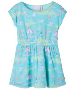 Kinderjurk 92 lichtaquakleurig