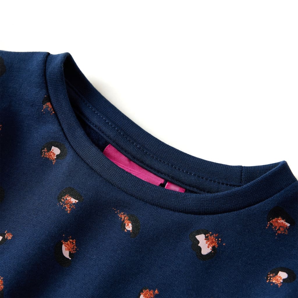 Kinderjurk met lange mouwen 104 marineblauw - Image 3