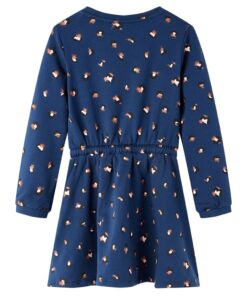 Kinderjurk met lange mouwen 140 marineblauw