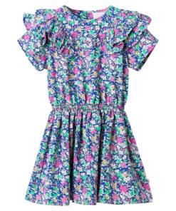 Kinderjurk met ruche mouwen 104 kobaltblauw