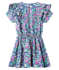 Kinderjurk met ruche mouwen 128 kobaltblauw