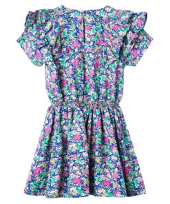 Kinderjurk met ruche mouwen 92 kobaltblauw