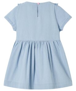 Kinderjurk met ruches 104 zachtblauw