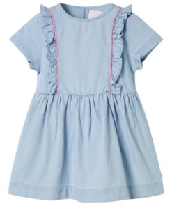 Kinderjurk met ruches 104 zachtblauw