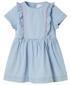 Kinderjurk met ruches 116 zachtblauw