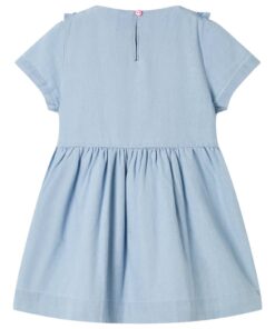 Kinderjurk met ruches 128 zachtblauw