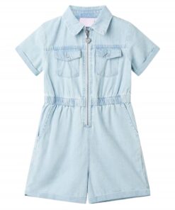 Kinderonesie met korte mouwen 104 zachtblauw