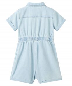 Kinderonesie met korte mouwen 128 zachtblauw