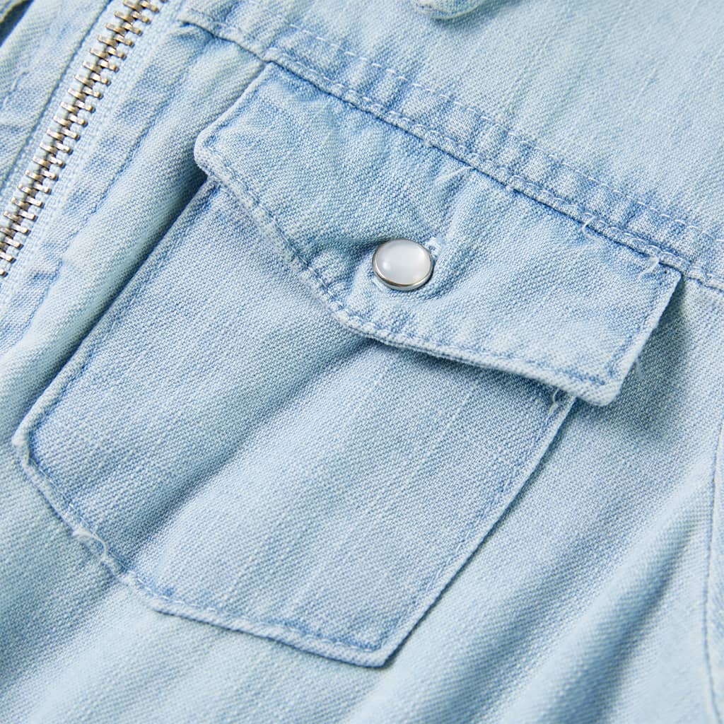 Kinderonesie met korte mouwen 128 zachtblauw - Image 4