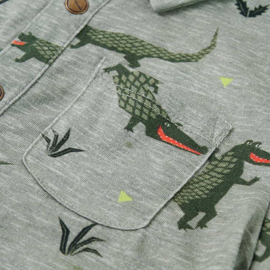 Kinderoverhemd 104 gemêleerd lichtkaki - Image 4