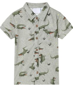 Kinderoverhemd 116 gemêleerd lichtkaki