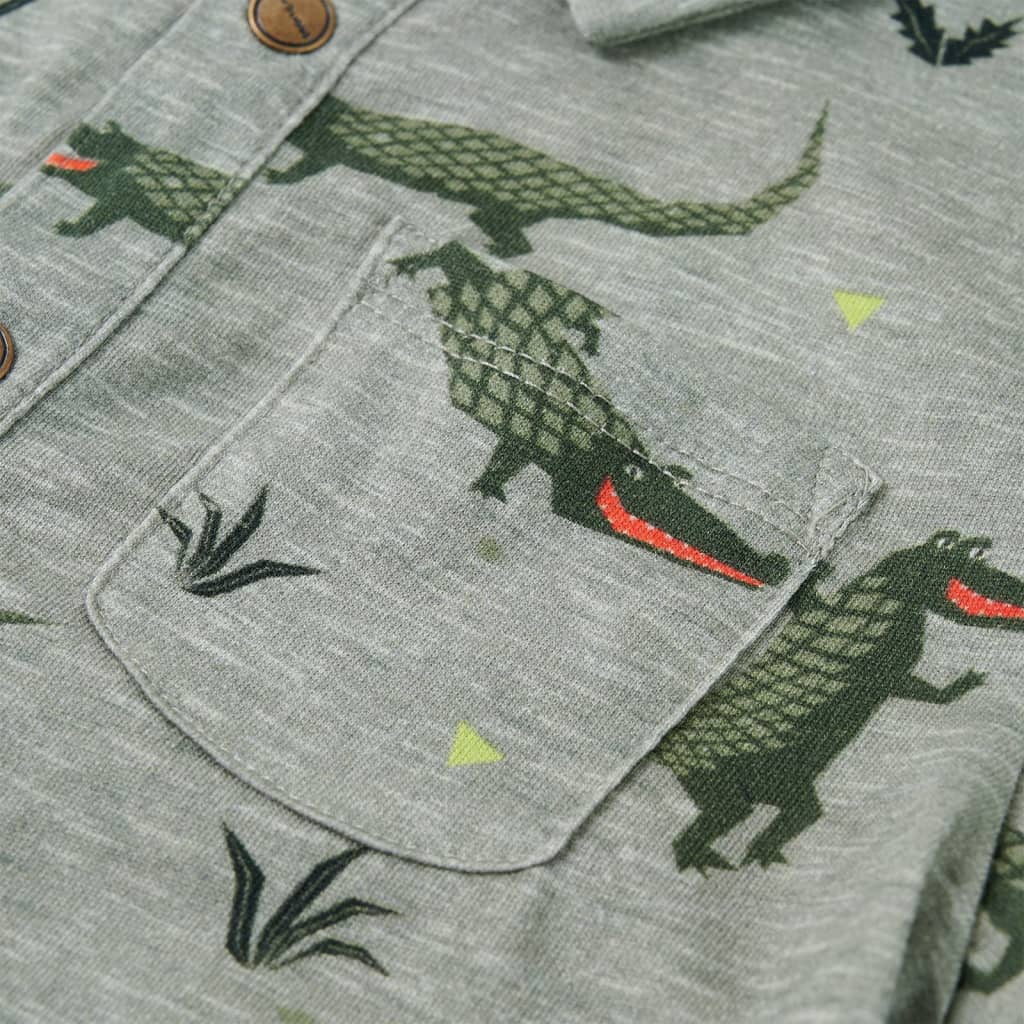 Kinderoverhemd 128 gemêleerd lichtkaki - Image 4