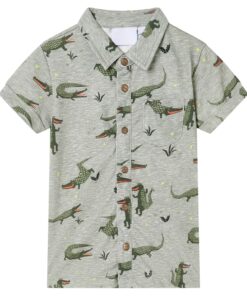 Kinderoverhemd 140 gemêleerd lichtkaki